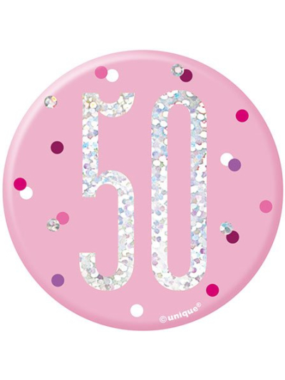 UNIQUE GLITZ PINK BADGE NUMBER 50