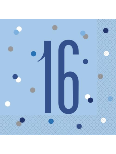 UNIQUE GLITZ BLUE  LUN NAPKIN NUMBER 16 PK16