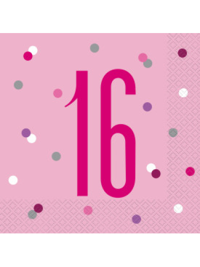 UNIQUE GLITZ PINK LUN NAPKIN NUMBER 16 PK16