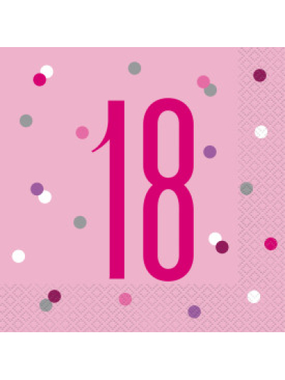 UNIQUE GLITZ PINK LUN NAPKIN NUMBER 18 PK16