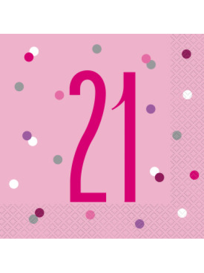 UNIQUE GLITZ PINK LUN NAPKIN NUMBER 21 PK16