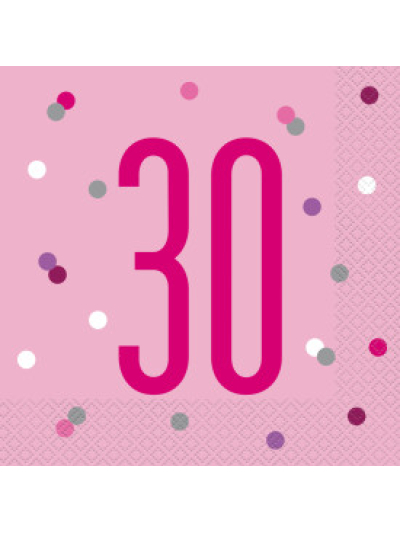 UNIQUE GLITZ PINK LUN NAPKIN NUMBER 30 PK16