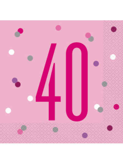 GLITZ PINK LUN NAPKIN NUMBER 40 PK16
