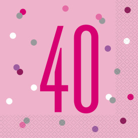 GLITZ PINK LUN NAPKIN NUMBER 40 PK16