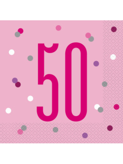 UNIQUE GLITZ PINK LUN NAPKIN NUMBER 50 PK16