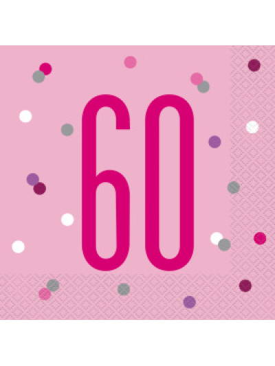 UNIQUE GLITZ PINK LUN NAPKIN NUMBER 60 PK16