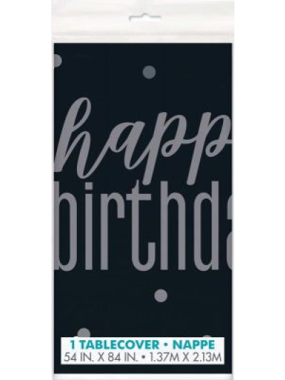UNIQUE GLITZ 54X84IN BLACK BIRTHDAY TABLECOVER