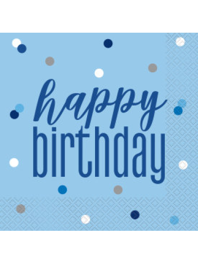 UNIQUE GLITZ BLUE HAPPY BIRTHDAY LUN NAPKIN PK16