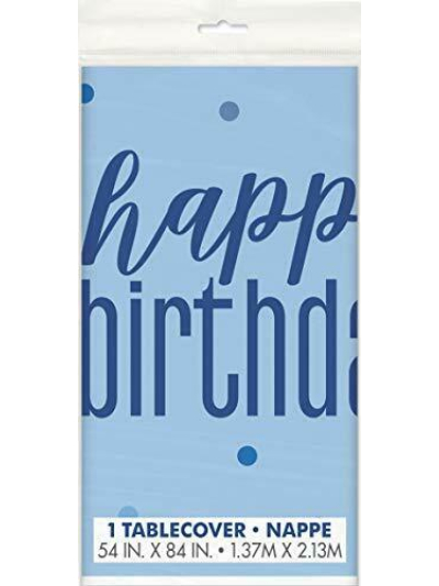 UNIQUE GLITZ 54X84IN BLUE BDAY TABLECOVER