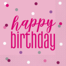 UNIQUE GLITZ PINK HAPPY BIRTHDAY LUN NAPKIN PK16