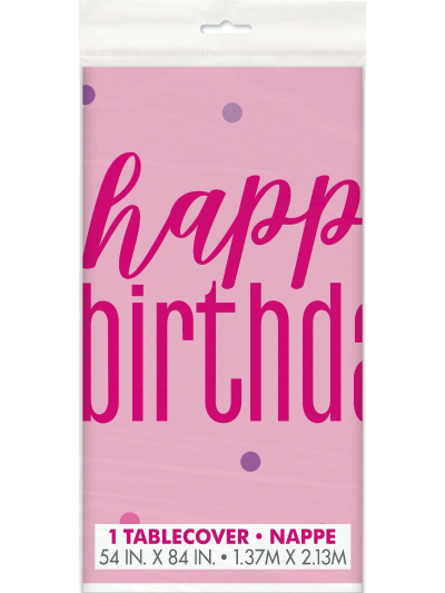 UNIQUE GLITZ 54X84IN PINK BIRTHDAY TABLECOVER