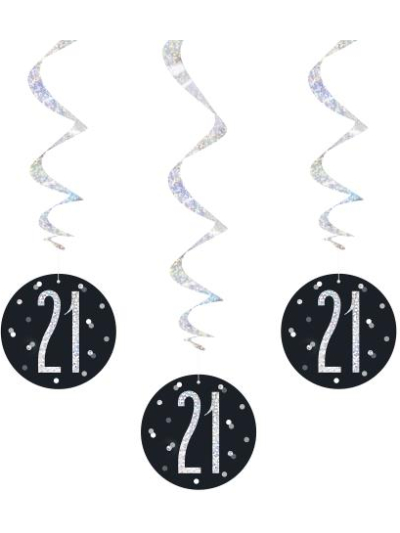 UNIQUE GLITZ 32″ BLACK 21ST HANGING SWIRL
