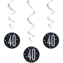 UNIQUE GLITZ 32″ BLACK 40TH HANGING SWIRL