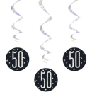 UNIQUE GLITZ 32" BLACK 50TH HANGING SWIRL