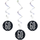 UNIQUE GLITZ 32" BLACK 60TH HANGING SWIRL