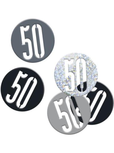 UNIQUE GLITZ BLK 50TH CONFETTI 5OZ