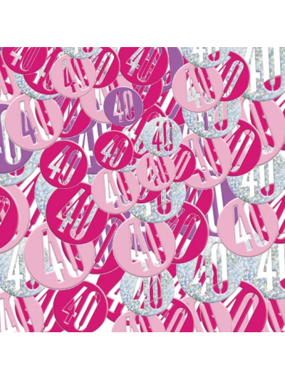 UNIQUE GLITZ PINK 40TH CONFETTI 5OZ