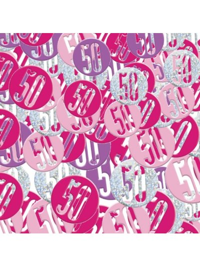 UNIQUE GLITZ PINK 50TH CONFETTI 5OZ