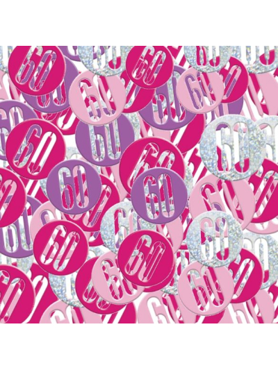 UNIQUE GLITZ PINK 60TH CONFETTI 5OZ