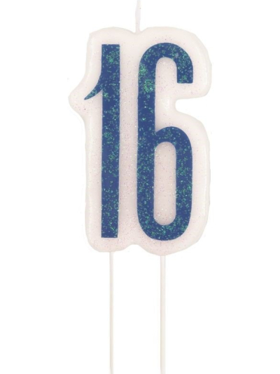 GLITZ BLUE CANDLE NUMBER 16
