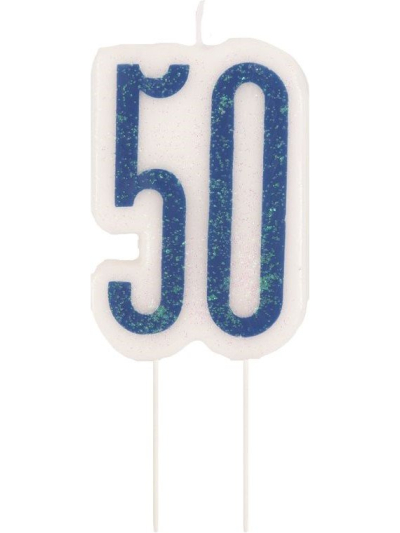 GLITZ  BLUE CANDLE NUMBER 50