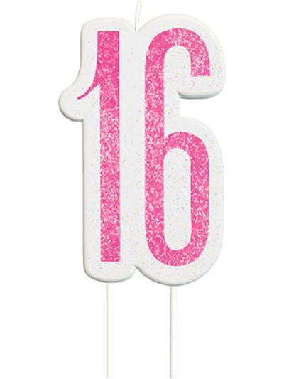 GLITZ PINK CANDLE NUMBER 16