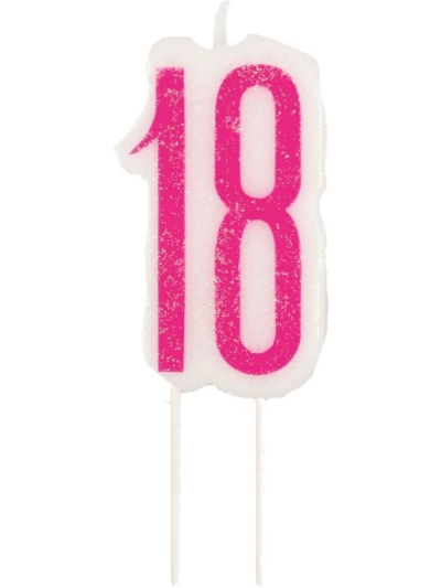 UNIQUE GLITZ PINK CANDLE NUMBER 18