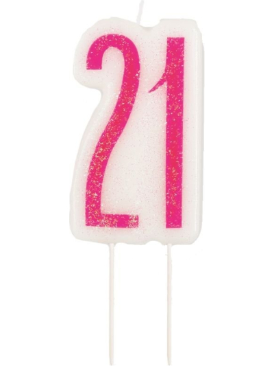 GLITZ PINK CANDLE NUMBER 21