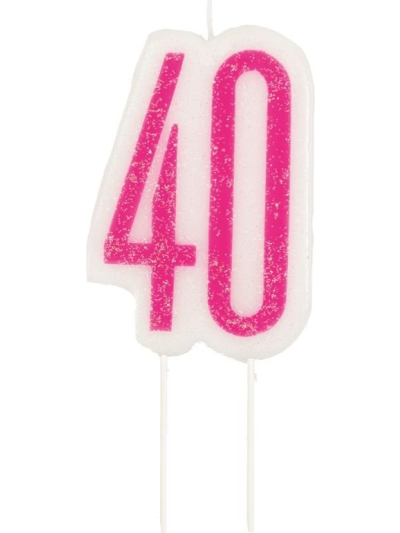 GLITZ PINK CANDLE NUMBER 40