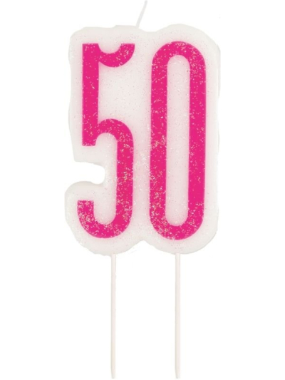 GLITZ PINK CANDLE NUMBER 50