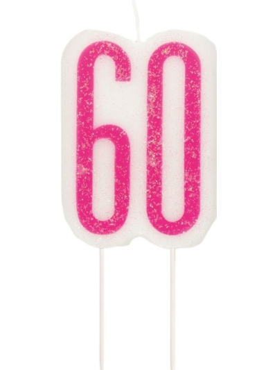 GLITZ BIRTHDAY  PINK  CANDLE NUMBER 60