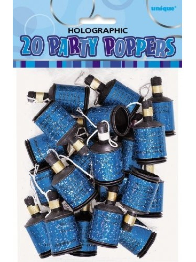 UNIQUE GLITZ BLUE 20 HOLOGRAPHIC POPPERS
