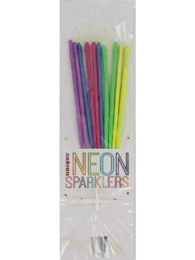 UNIQUE GLITZ NEON 8 CAKE 7IN SPARKLERS