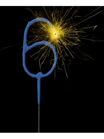 UNIQUE GLITZ BLUE CAKE SPARKLER NUMBER 6