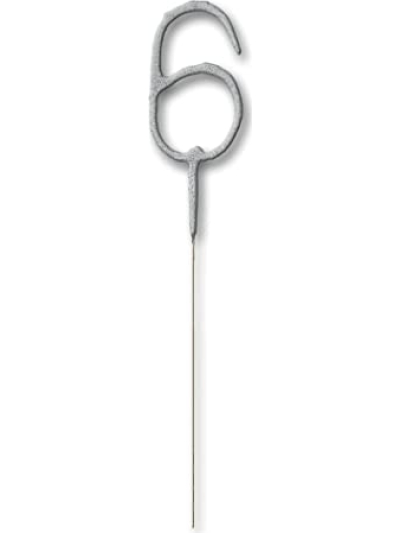 UNIQUE GLITZ SILVER CAKE SPARKLER NUMBER 6