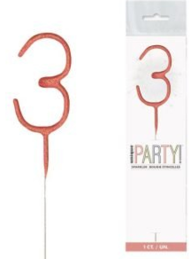 UNIQUE GLITZ ROSE GOLD CAKE SPARKLERS NUMBER 3