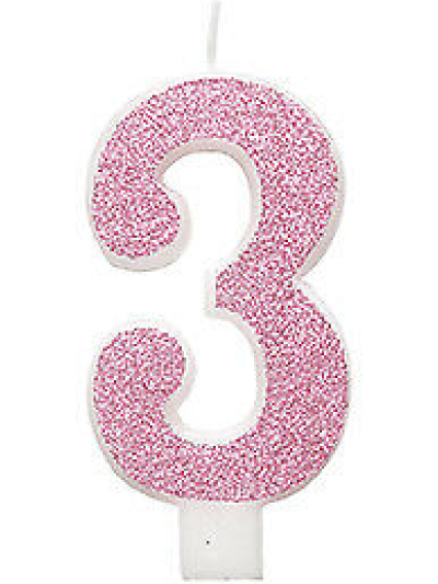 PINK GLITTER GLITZ NUMBER CANDLE-3