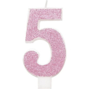 GLITZ PINK GLITTER CANDLE NUMBER 5