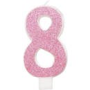 GLITZ PINK GLITTER CANDLE NUMBER 8