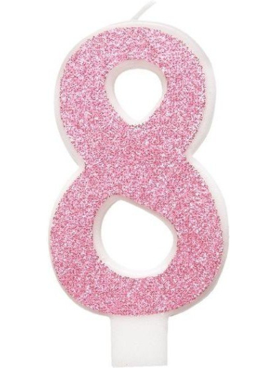GLITZ PINK GLITTER CANDLE NUMBER 8
