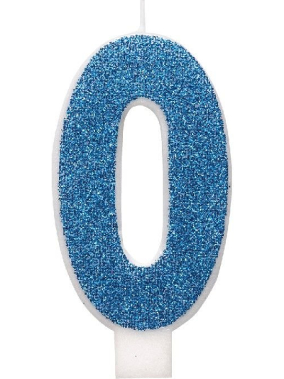 GLITZ BLUE CANDLE NUMBER CANDLE 0