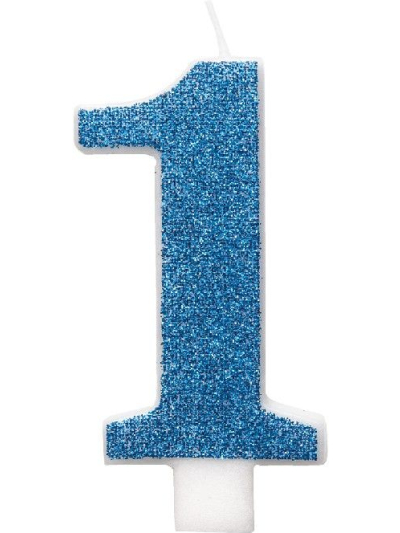 GLITZ BLUE GLITTER CANDLE NUMBER 1