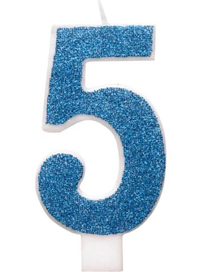 GLITZ BLUE GLITTER CANDLE NUMBER 5