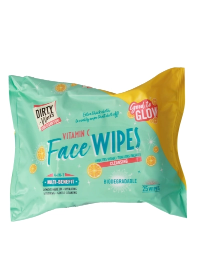 DIRTY WORKS FACE WIPES CLEANSING 25 WIPES: SOLD SINGLE AND IN BULK