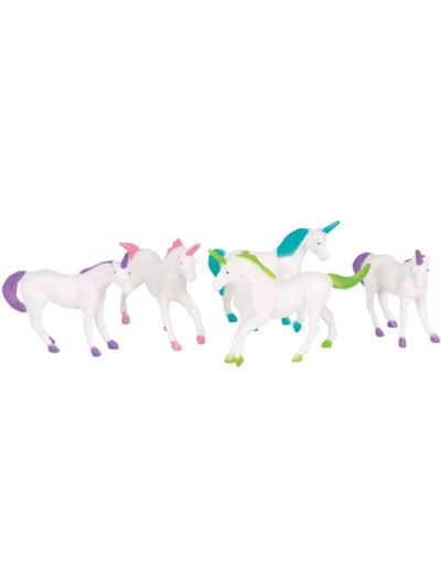 UNIQUE 8 PLASTIC UNICORN FIGURE-NET BAG