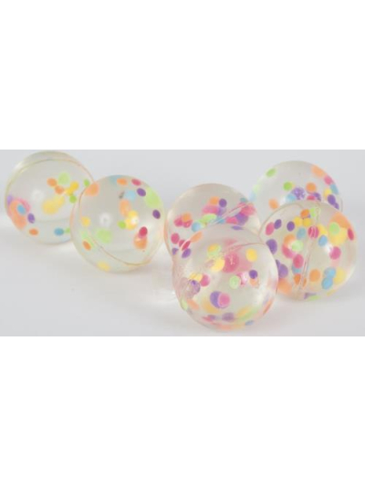 UNIQUE 8 CONFETTI FILLED BOUNCY BALLS-NET BAG