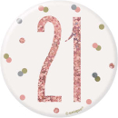UNIQUE 3IN GLITZ ROSE GOLD BADGE NUMBER 21