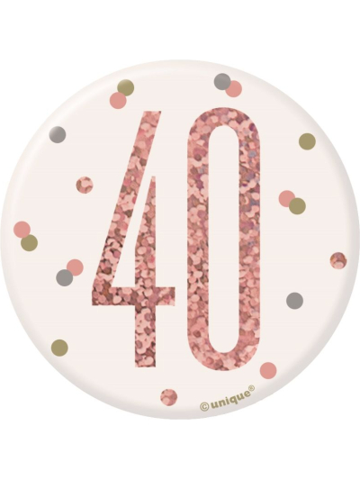 UNIQUE GLITZ ROSE GOLD BADGE NUMBER 40