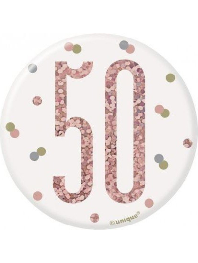 UNIQUE GLITZ ROSE GOLD BADGE NUMBER 50
