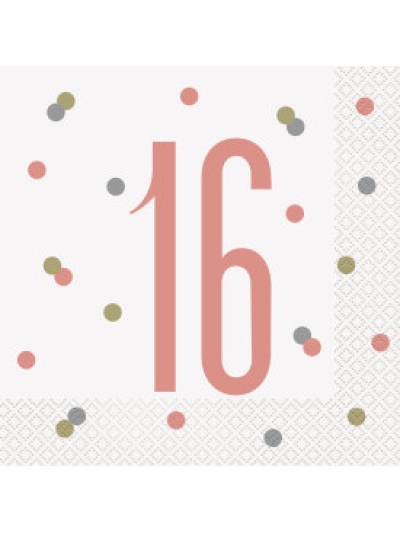 UNIQUE GLITZ ROSE GOLD  LUN NAPKIN NUMBER 16 PK16